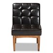 Pemberly Row Walnut Brown Tufted Dining Chair with Faux Leather Seat
