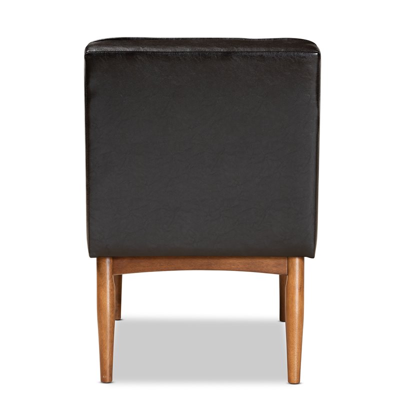 Pemberly Row Walnut Brown Tufted Dining Chair with Faux Leather Seat