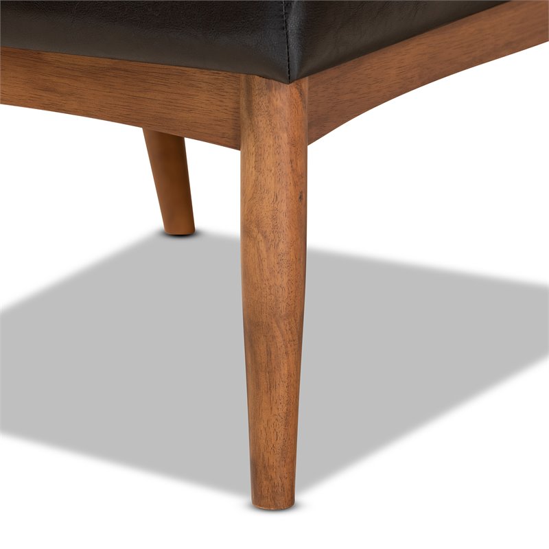 Pemberly Row Walnut Brown Tufted Dining Chair with Faux Leather Seat