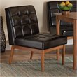 Pemberly Row Walnut Brown Tufted Dining Chair with Faux Leather Seat