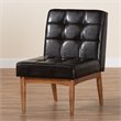 Pemberly Row Walnut Brown Tufted Dining Chair with Faux Leather Seat