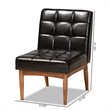 Pemberly Row Walnut Brown Tufted Dining Chair with Faux Leather Seat