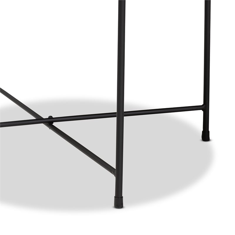 Pemberly Row Black Metal Plant Stand with Floral Pattern Top