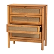 Pemberly Row Jenn Japandi Style 4-Drawer Chest in Golden Brown