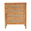 Pemberly Row Jenn Japandi Style 4-Drawer Chest in Golden Brown