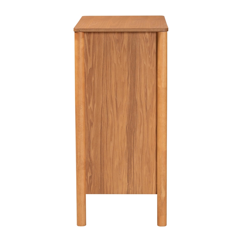 Pemberly Row Jenn Japandi Style 4-Drawer Chest in Golden Brown