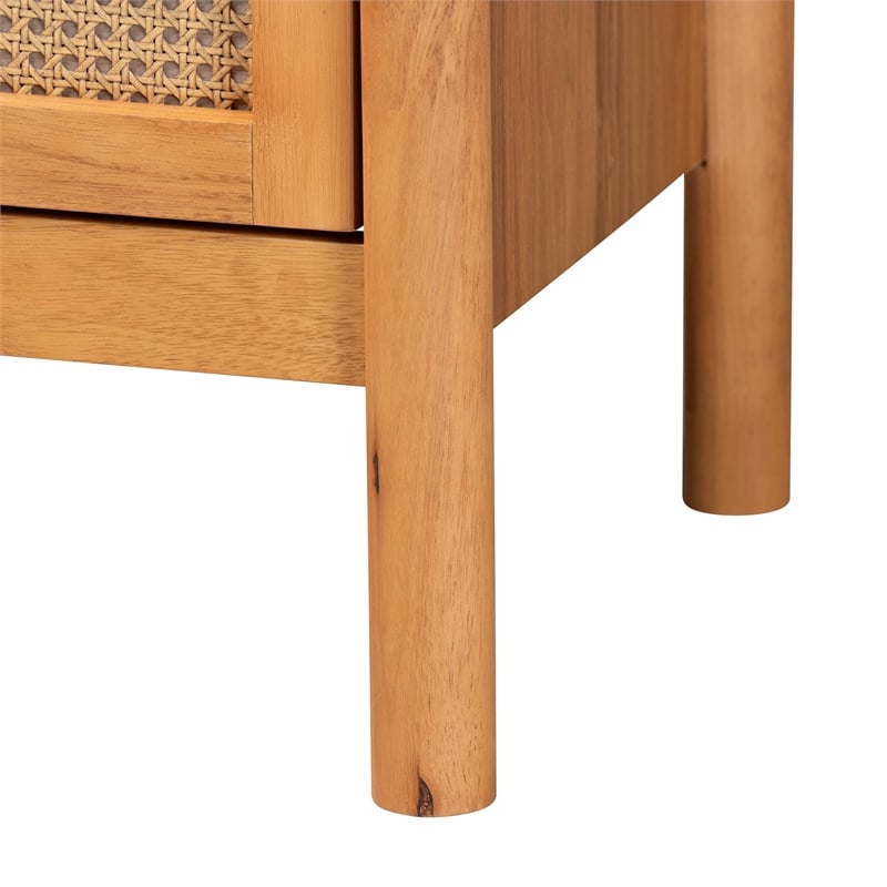 Pemberly Row Jenn Japandi Style 4-Drawer Chest in Golden Brown