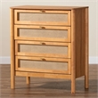 Pemberly Row Jenn Japandi Style 4-Drawer Chest in Golden Brown
