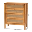 Pemberly Row Jenn Japandi Style 4-Drawer Chest in Golden Brown