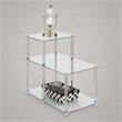 Pemberly Row Three-Tier End Table in Tempered Clear Glass and Steel