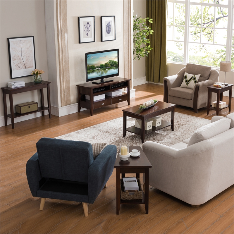 Pemberly Row Solid Wood Coffee Table in Chocolate Cherry Finish