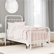 Pemberly Row Twin Metal Spindle Panel Bed in Soft White Finish
