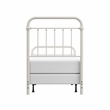 Pemberly Row Twin Metal Spindle Panel Bed in Soft White Finish