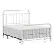 Pemberly Row Queen Metal Spindle Panel Bed in Soft White Finish