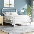 Pemberly Row Queen Metal Spindle Panel Bed in Soft White Finish