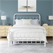 Pemberly Row Queen Metal Spindle Panel Bed in Soft White Finish
