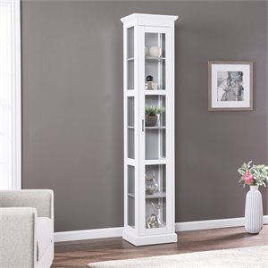 Pemberly Row Tall Wood Curio Cabinet with Glass Door in White