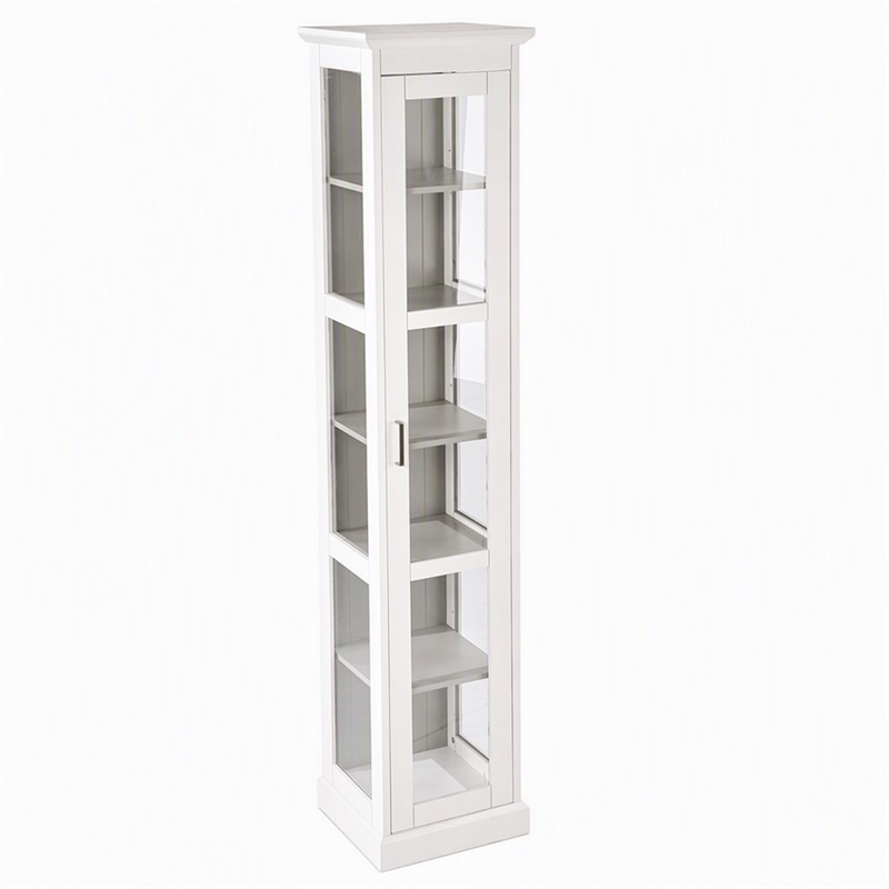 Pemberly Row Tall Wood Curio Cabinet with Glass Door in White