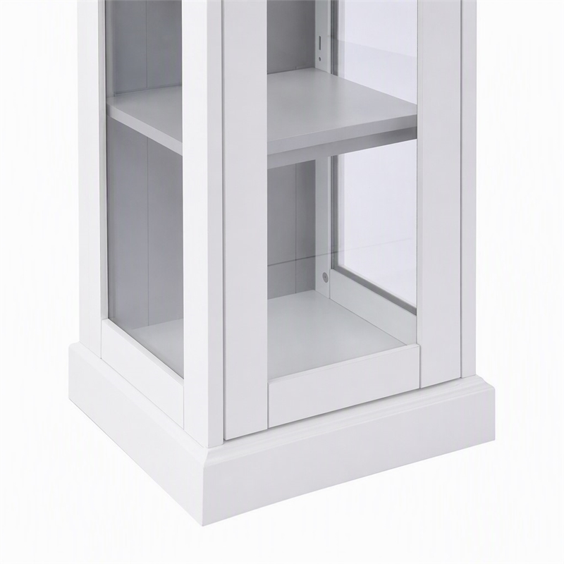 Pemberly Row Tall Wood Curio Cabinet with Glass Door in White