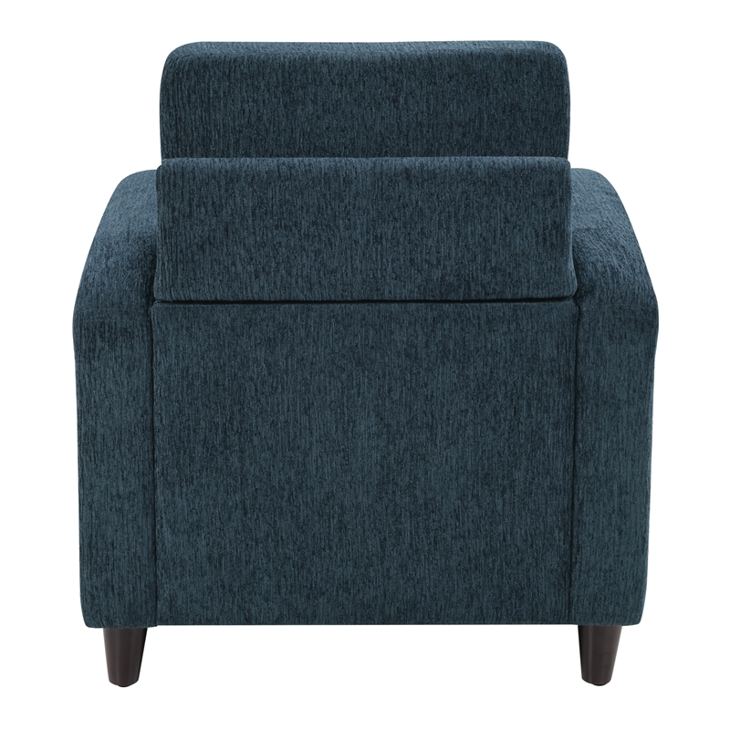 Pemberly Row Club Chair in Indigo Fabric with Espresso Legs and Foam Cushions