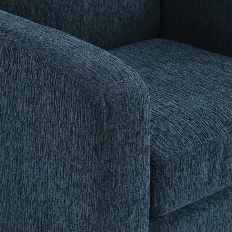 Pemberly Row Club Chair in Indigo Fabric with Espresso Legs and Foam Cushions