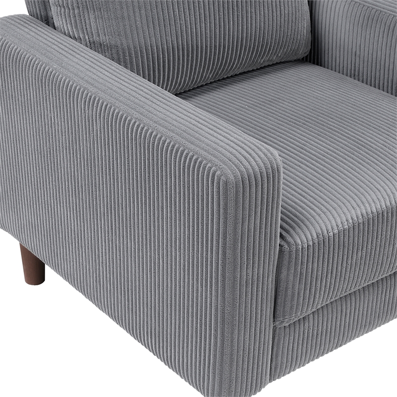 Pemberly Row Corduroy Fabric Track Arm Sofa in Gray