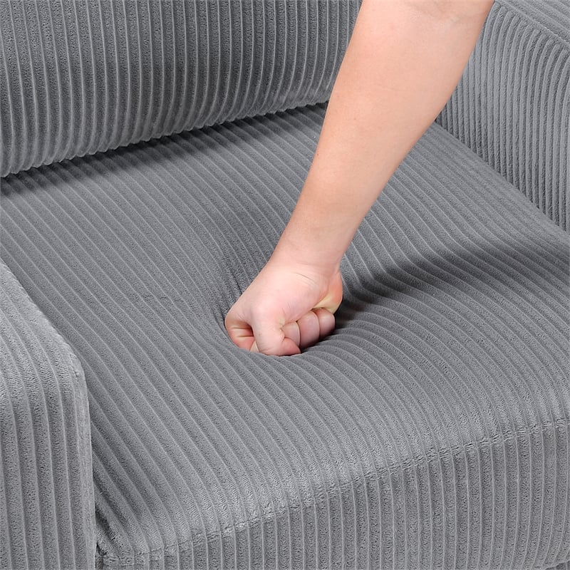 Pemberly Row Corduroy Fabric Track Arm Sofa in Gray