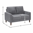 Pemberly Row Corduroy Fabric Track Arm Sofa in Gray
