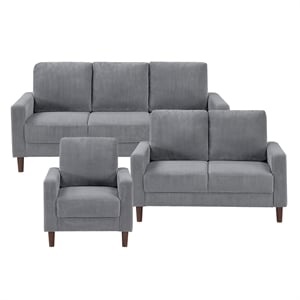 Pemberly Row Corduroy Fabric Track Arm Sofa in Gray