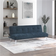 Pemberly Row Convertible Futon with Modern Chrome Legs in Indigo Fabric