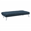 Pemberly Row Convertible Futon with Modern Chrome Legs in Indigo Fabric