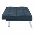 Pemberly Row Convertible Futon with Modern Chrome Legs in Indigo Fabric
