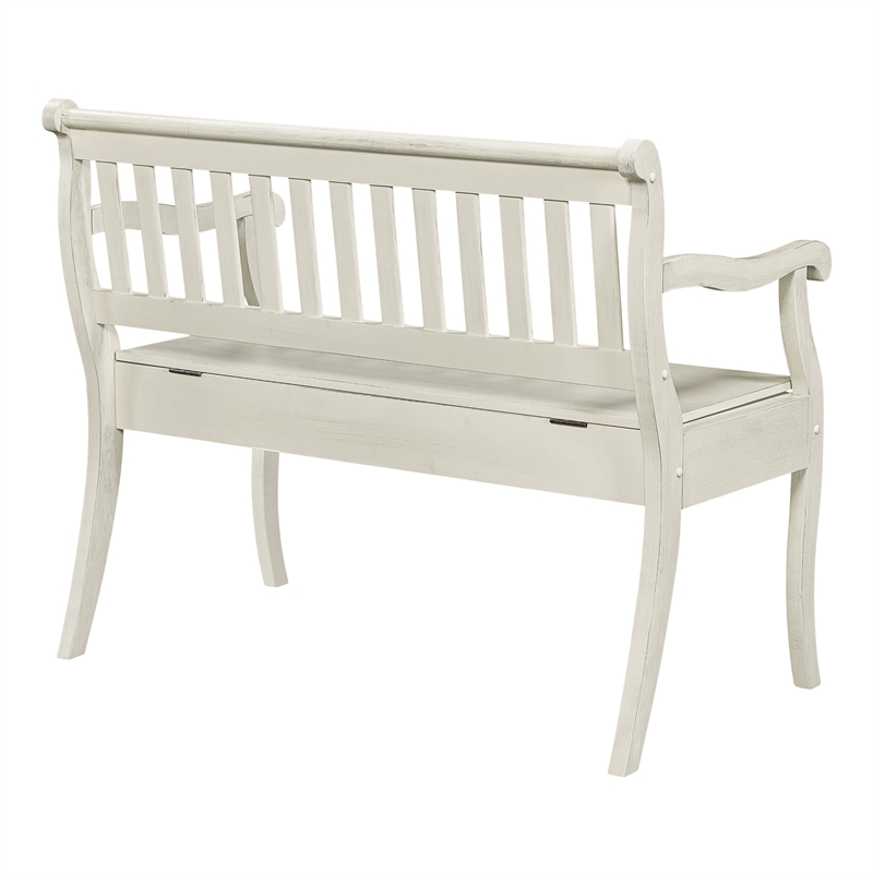Pemberly Row Entryway Storage Bench with Solid Wood in White Finish