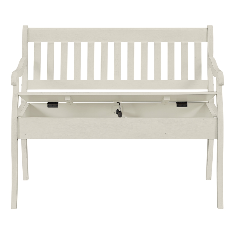 Pemberly Row Entryway Storage Bench with Solid Wood in White Finish