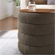 Pemberly Row Round Boucle Storage Ottoman in Pebble Fabric