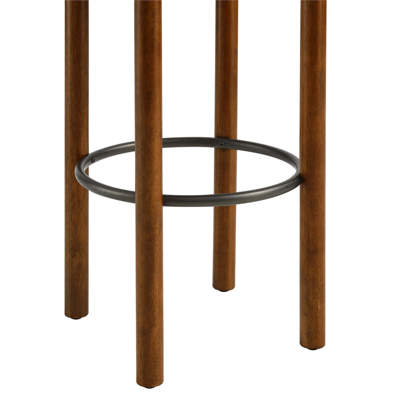 Pemberly Row Set of 2 Boucle Bar Stools in Walnut Ivory