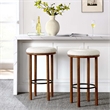 Pemberly Row Set of 2 Boucle Bar Stools in Walnut Ivory