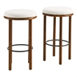 Pemberly Row Set of 2 Boucle Bar Stools in Walnut Ivory