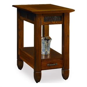 Pemberly Row Chairside End Table with Drawer in Rustic Oak
