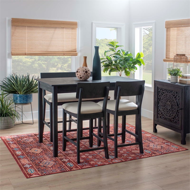 Pemberly Row Tavern Table in Solid Acacia Wood with Charcoal Gray Finish