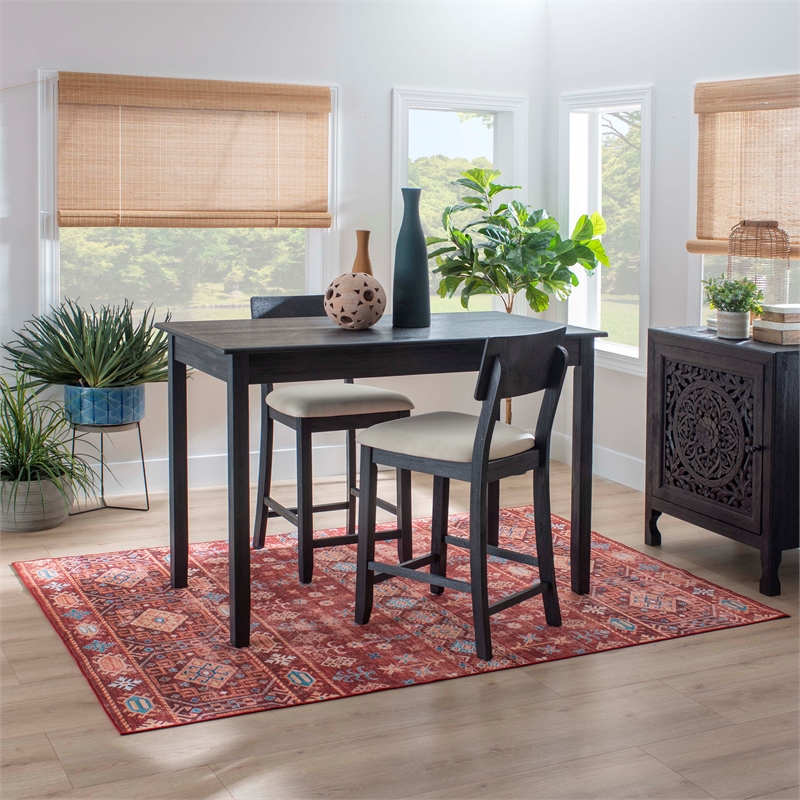 Pemberly Row Tavern Table in Solid Acacia Wood with Charcoal Gray Finish