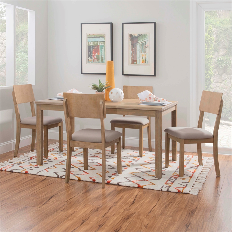 Pemberly Row Dining Table in Solid Acacia Wood Washed Gray Finish