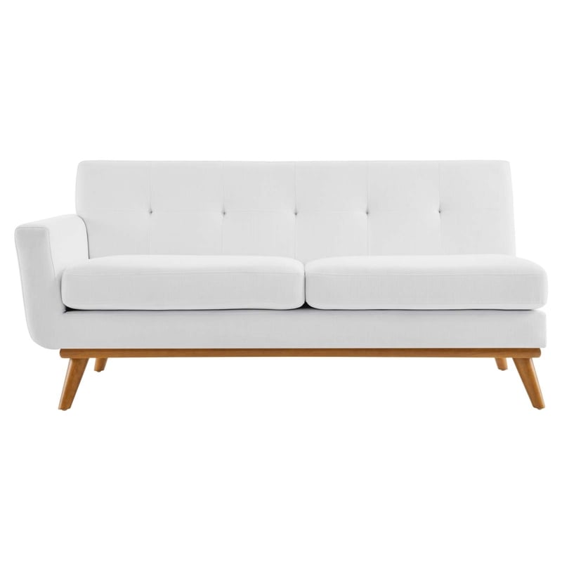 Pemberly Row Left-Arm Upholstered Fabric Loveseat with Wood Frame in White