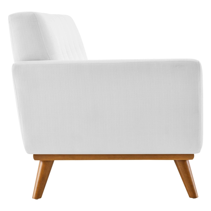 Pemberly Row Left-Arm Upholstered Fabric Loveseat with Wood Frame in White