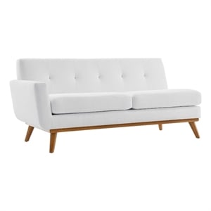 Pemberly Row Left-Arm Upholstered Fabric Loveseat with Wood Frame in White