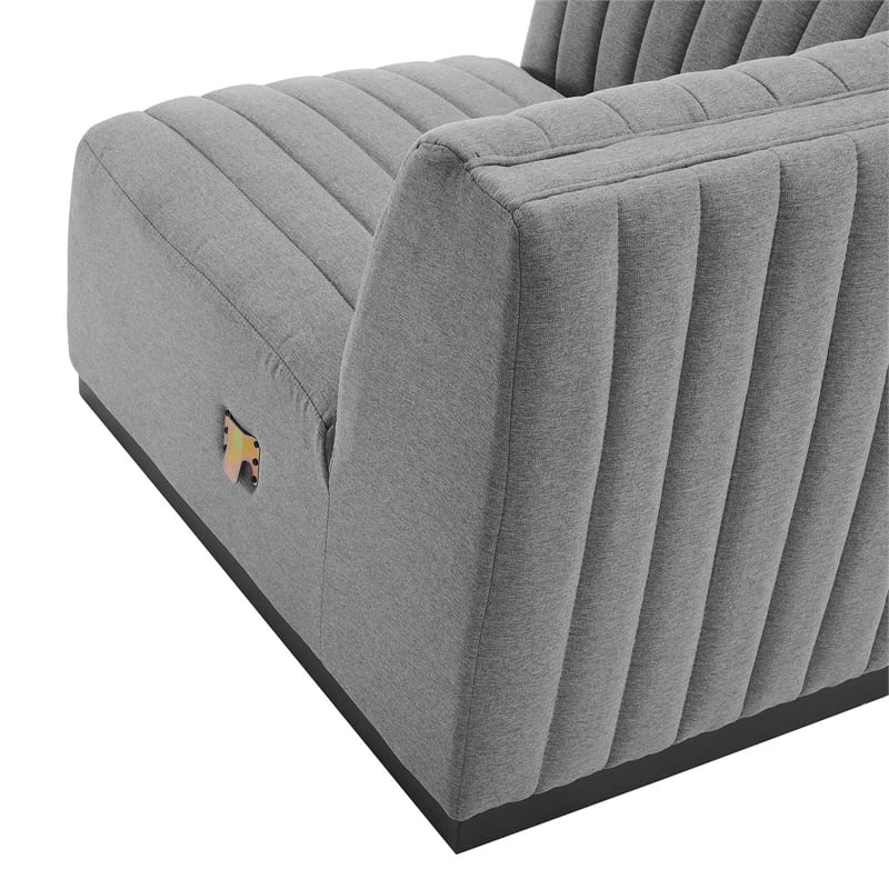 Pemberly Row Modern Channel Tufted Left Corner Chair in Gray Textile