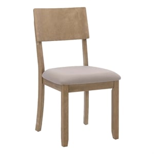 Pemberly Row Set of 2 Dining Chairs Wood with Cotton-Linen Gray Wash Finish
