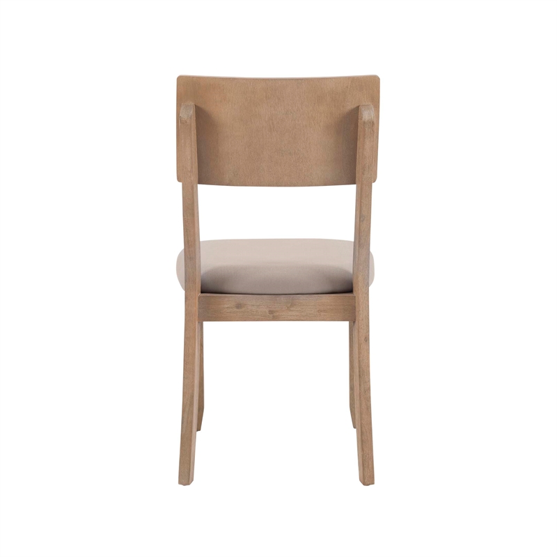 Pemberly Row Set of 2 Dining Chairs Wood with Cotton-Linen Gray Wash Finish
