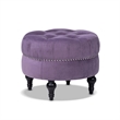 Pemberly Row Button-Tufted Nailhead Velvet Ottoman in Purple