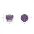 Pemberly Row Button-Tufted Nailhead Velvet Ottoman in Purple